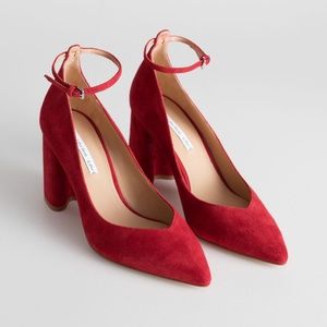 & OTHER STORIES Ankle Strap Pumps in Red 6